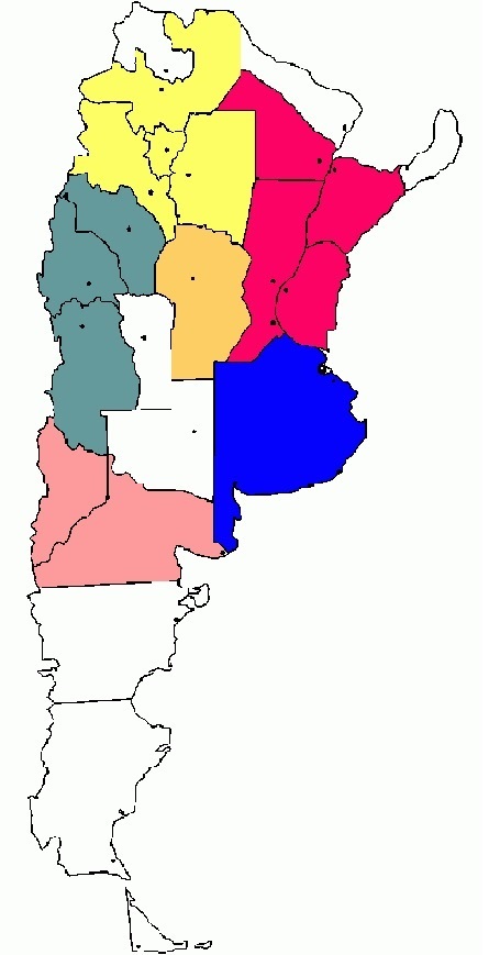 Mapa de Argentina con provincias amigas